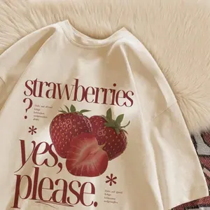 T-Shirt Distro Oversize STRAWBERRIES Kaos Anak Perempuan - Baju Atasan Oversize Anak Perempuan Umur 3-14 Tahun Fashion