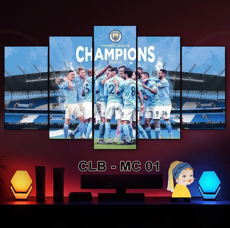  Tranh  CLB Bóng Đá Manchester City - Bộ 5 Tấm Tranh Ghép Tráng Gương  Dán Tường Fomex 5mm Kèm Keo Dán Chuyên Dụng Decor Phòng Phòng Khách Trang Trí  Nhà Cửa  Gaming 