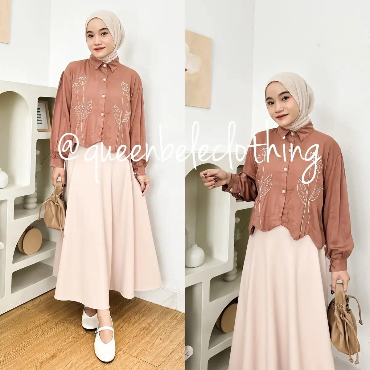 KEMEJA BORDIR CEWEK KEMEJA CROP RAYON TWILL LENGAN PANJANG KEMEJA BORDIR LENGAN PANJANG