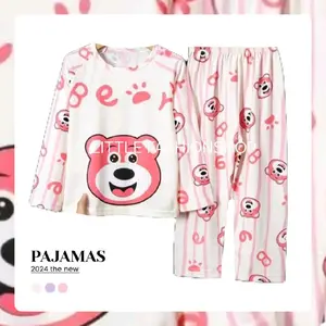 (4-13T)Piyama anak perempuan lengan panjang celana panjang baju tidur anak cewek