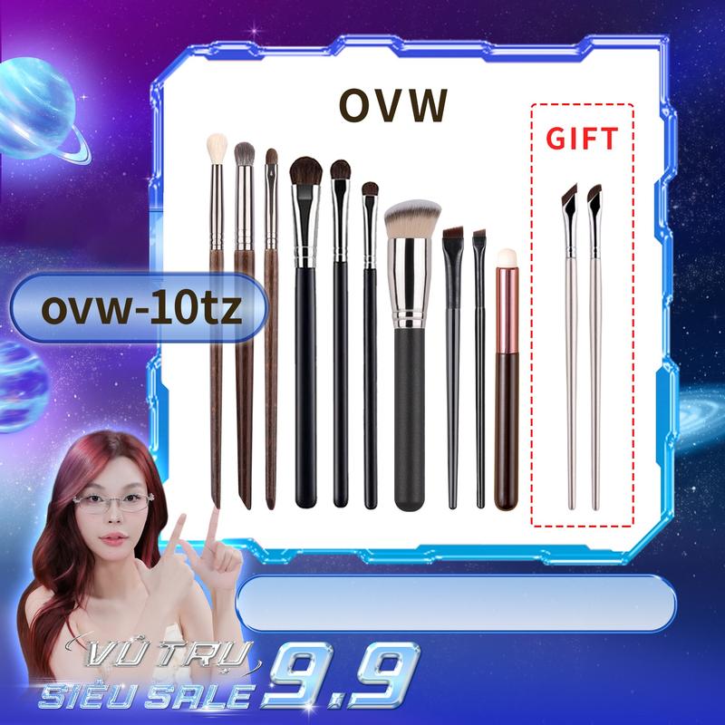 【OVW-HỨA NGÂN Bộ Cọ Trang Điểm, 12 Chiếc, Bao Gồm Bộ Cọ Tán Kem Nền, Hoàn Chỉnh Cho Người Mới Bắt Đầu, OVW12pcs