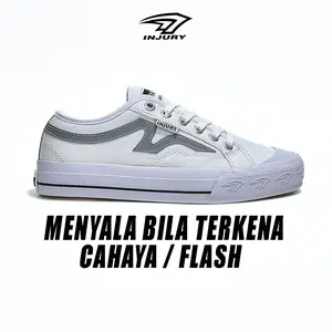 Sepatu Sneakers Kasual Sepatu Sekolah Pria Wanita Volitans Full Putih Reflektive 37 - 45