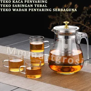 Teko Kaca Penyaring / Teko Saringan Tebal / Teko Wadah Penyaring Serbaguna / 750ml Cangkir Tea
