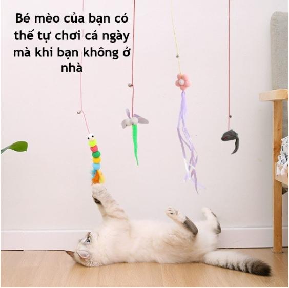 Sâu gắn tường tự chơi có dây đàn hồi cho mèo - đồ chơi có chuông cho chó mèo -…