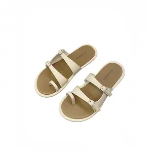 SALWA Sandal Wanita Platform Wedges 3 cm Style Korea Kekinian Aesthetic Empuk Kulit Sintetis Hitam & Putih Size 37-40 Shoes Flat Cewek Sendal Motif Jari-jari Cantik dan Elegant