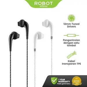 ROBOT RE701S Earphone Wired Headset Gaming Headphone Super Bass High Quality - Garansi 1 Tahun [BISA COD]