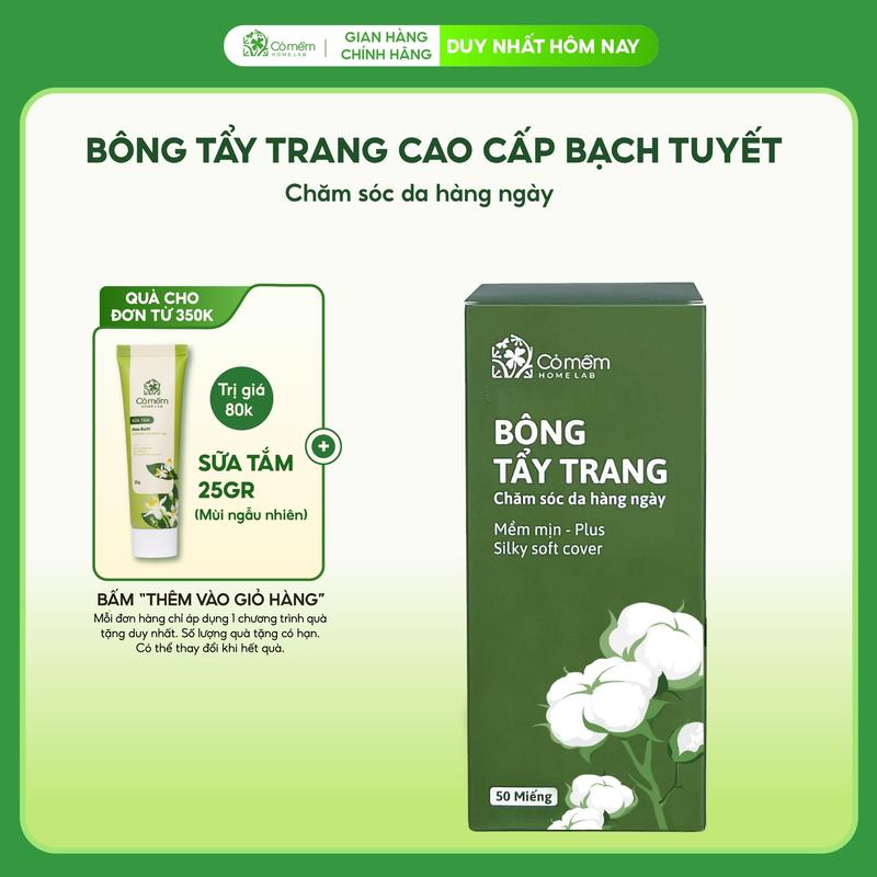 Bông tẩy trang làm sạch da hộp 50 miếng sạch sâu mềm mịn Cỏ Mềm