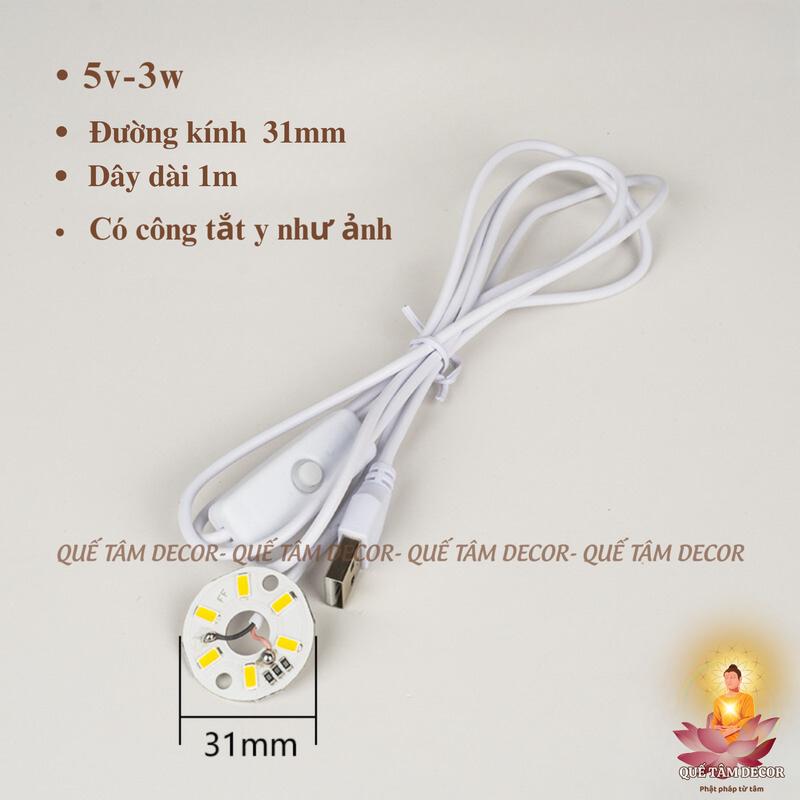  Bóng đèn led 5V - 3W loại vỉ đèn  mạch đèn có dây usb làm đèn hồ cá  đèn thờ  decor tượng phật  trang trí bàn tủ . 
