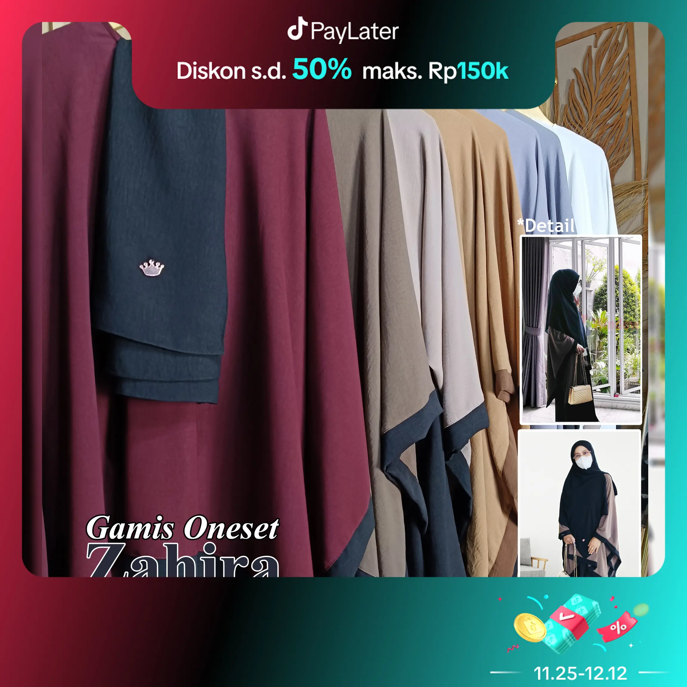 (CRS) Gamis Oneset Zahira  (Cadar+pashmina+rok+tunik)