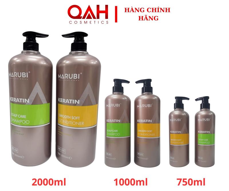 Dầu Gội xả Keratin Marubi 750ml - 1000ml - 2000ml hương nước hoa dành cho tóc khô xơ rối