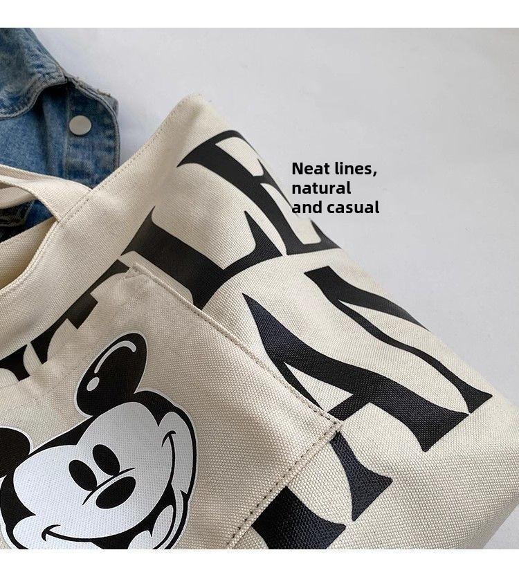 Product Introduction of Canvas bag, new cartoon style large capacity tote shoulder bag, tote bag, college commuting and tutoring bag 9