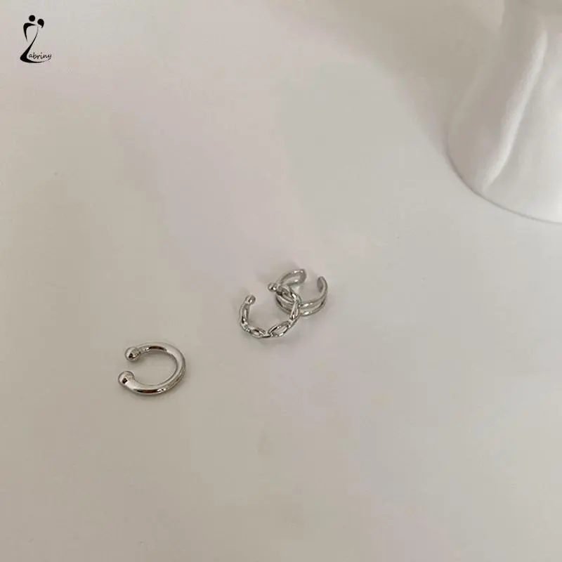【lingerly】Anting Kombinasi Set Klip Telinga Tanpa Lubang Telinga Wanita Niche High-end Bahasa Perancis Retro Telinga Tulang Klip Z 4