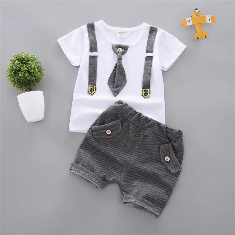 0-5-year-old children's casual set high-quality short sleeved fashionable T-shirt and shorts two-piece set