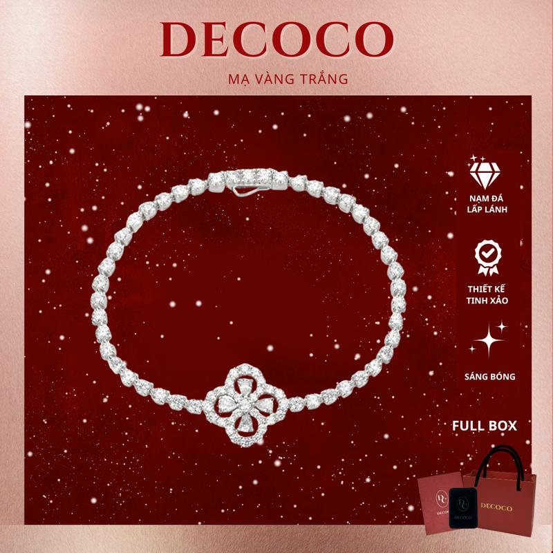 HÀNG MỚI VỀ Vòng tay charm hoa đá cỏ 4 lá SNOWFLAKE DECOCO kèm Túi giấy + Hộp + Thiệp may mắn