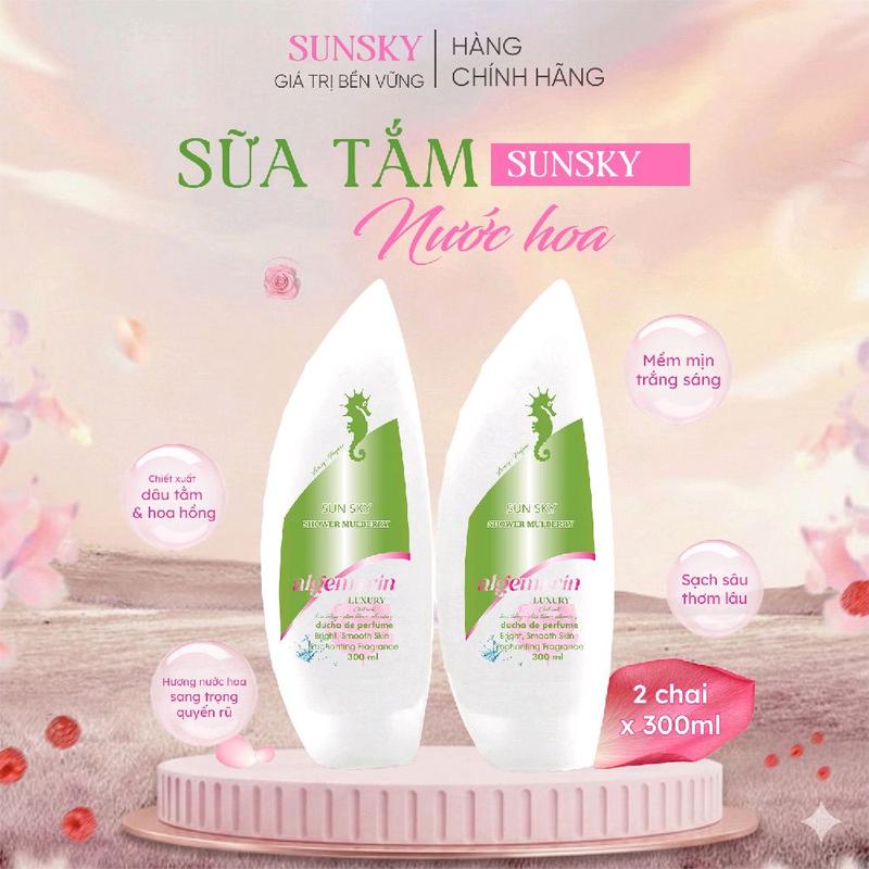 KIMTRON X Sunsky Sữa Tắm Nước Hoa Chiết Xuất Dâu Tằm 2 Chai x 300ml Mềm Mịn Da Hương Thơm Sang Trọng & Quyến Rũ Cho Người Yêu Thích Hương Thơm Tự Nhiên