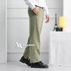 Celana Bahan Formal Pria Standar Reguler Fit Celana Kantor Celana Panjang Celana Kerja Santai Bahan Dasar Katun Twist Tisu Bahan Tebal  Nyaman Hitam Biru Coklat Cream Hijau Original ARVANO F4