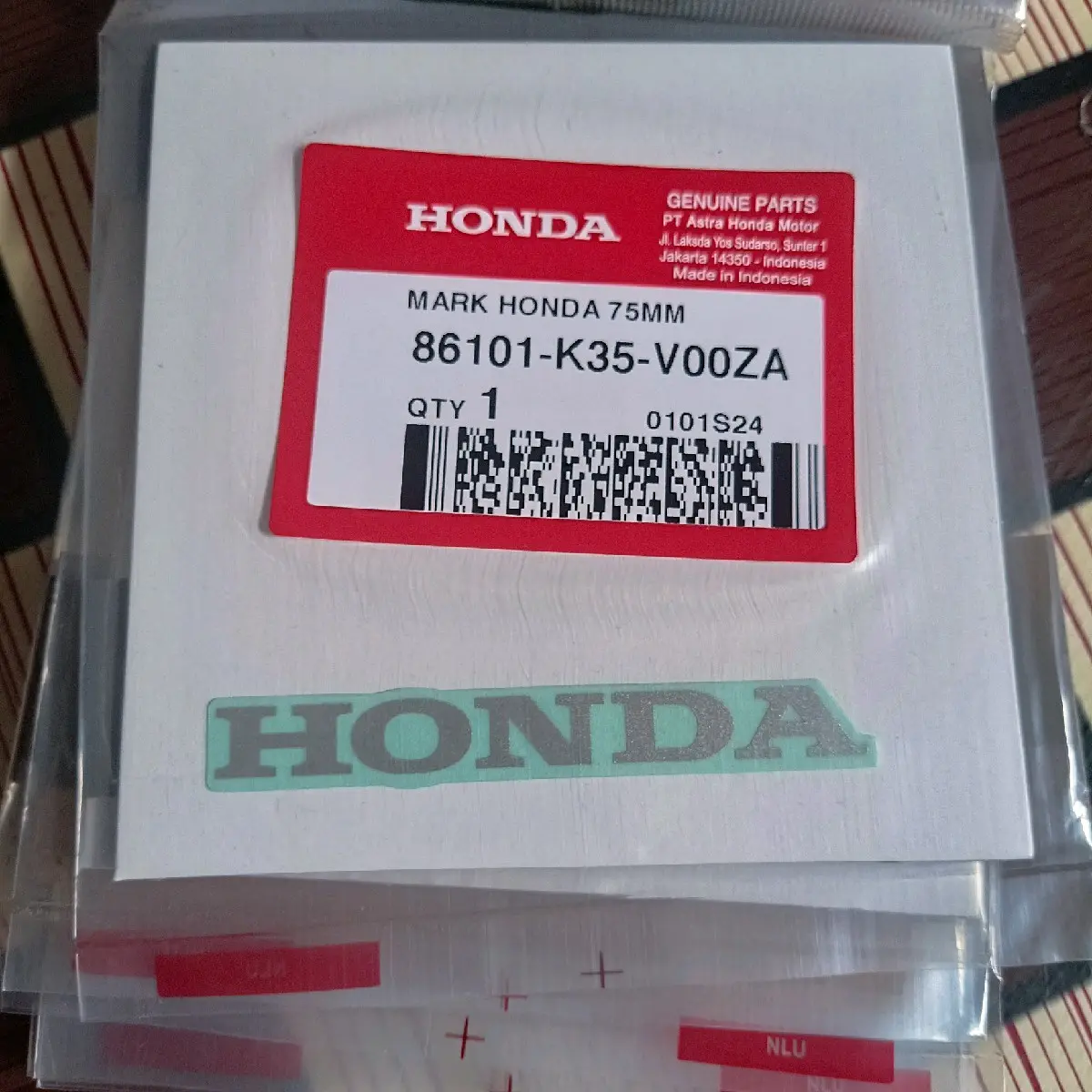 stiker honda silver transparan original 75mm