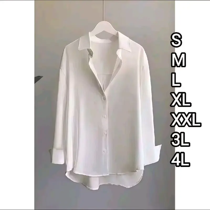Hem Clo Kemeja Polos Wanita Bahan Rayon Katun Oversize Putih Kancing Depan Busui Cocok Untuk Kantor Size S M L XL XXL 3XL 4XL 4