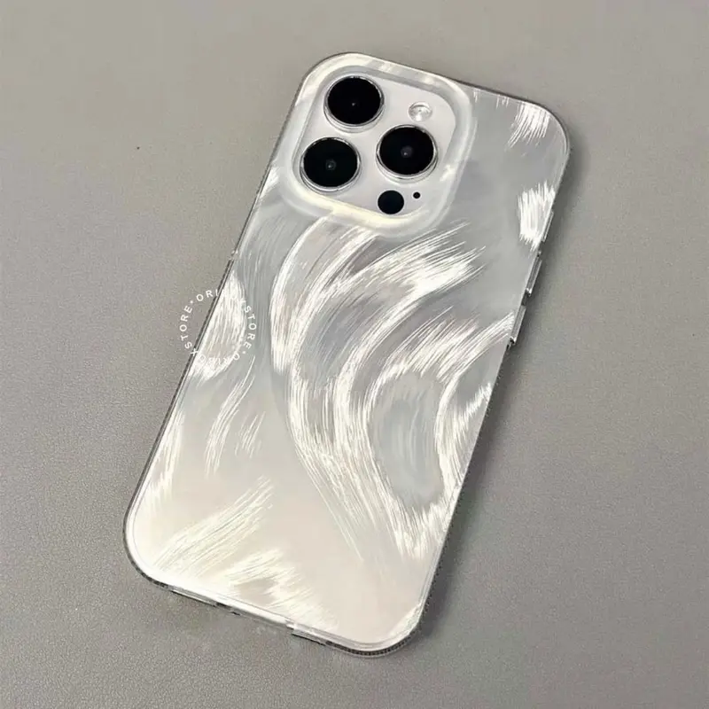 New! Silver Feather Hologram Case Iphone - Hardcase/Casing Hp Compatible For Iphone 7 8plus Se 2020 X Xr 11 12 13 14 15 16 Plus Pro Promax RCI447 2