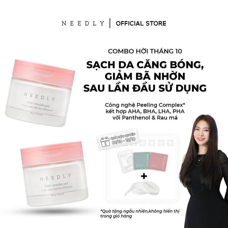 [Quà 250k] NEEDLY Combo 2 Hũ Toner Pad Anti-Trouble 500G 120 Miếng Giảm Dầu Ngừa Mụn Làm Sạch Tối Ưu Căng Bóng Da