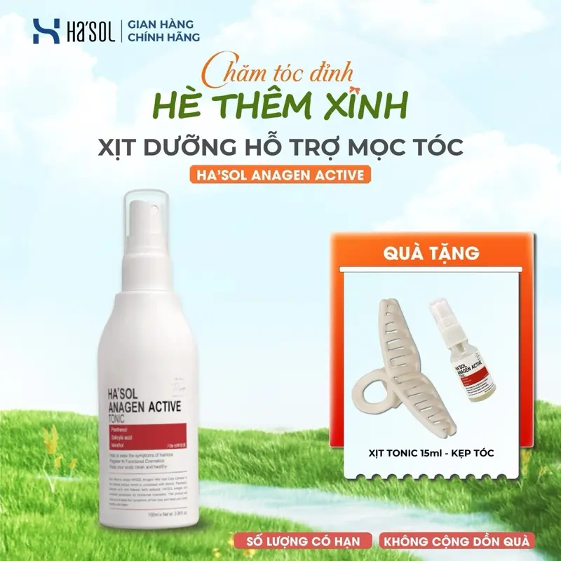 Xịt Dưỡng Tóc HA'SOL Ngăn Tóc Rụng, Nuôi Dưỡng Nang Tóc Chắc Khỏe Dùng Cho Tóc Rụng, Mỏng Và Yếu Anagen Scalp Active Tonic 100ml