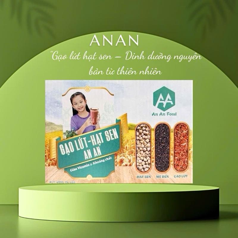 Bột gạo lứt hạt sen và mè đen (1 hộp 400g/16 gói) Tự nhiên Hữu cơ sản phẩm  ocop  ananfood