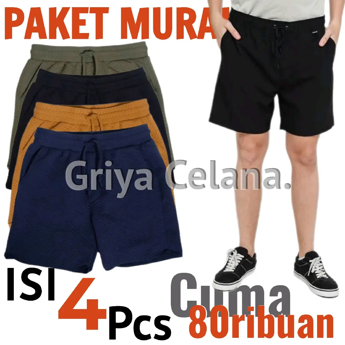Paket Murah Celana Boardshot Comfy Isi 4 Pcs. Celana Pendek Boardshot Comfy Unisex(Cewek Atau Cowok). Bahan Knit Diamond Melar. Celana Santay Casual