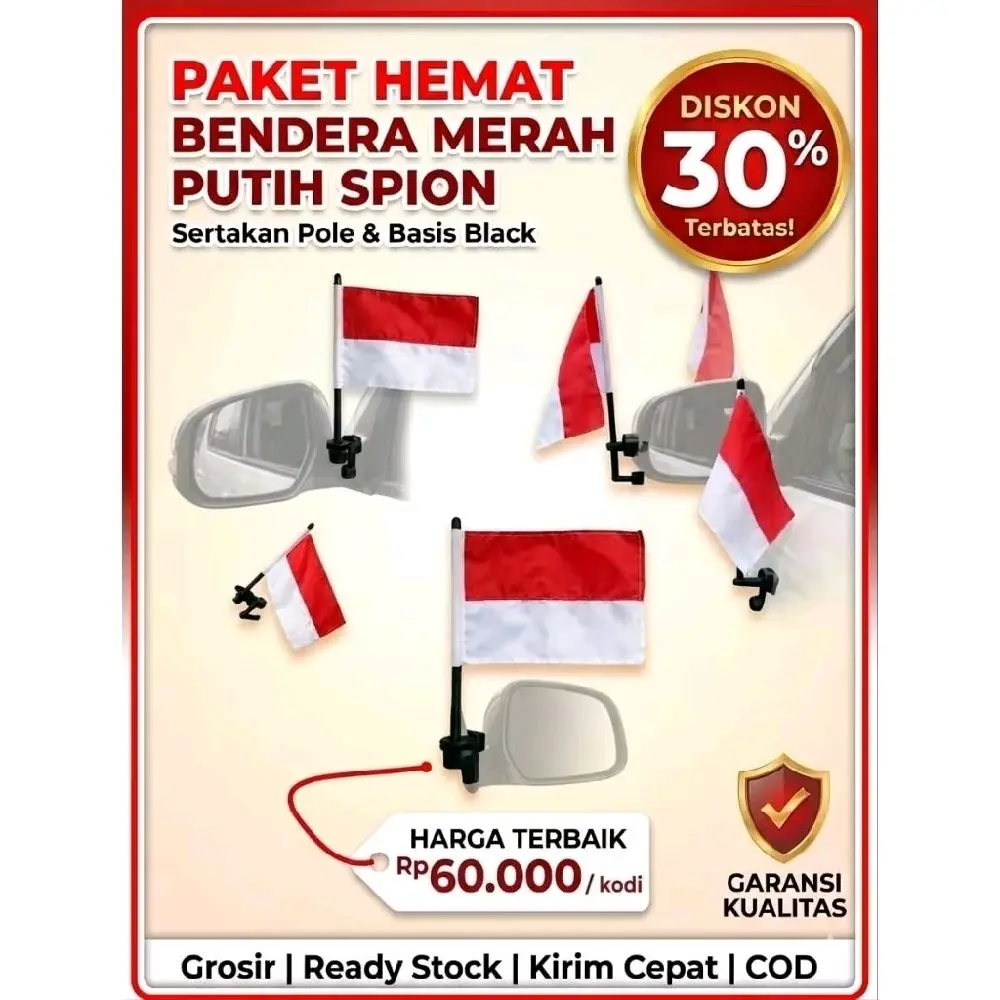 eceran 2pcs bendera spion ada tihang ny  kiri kanan