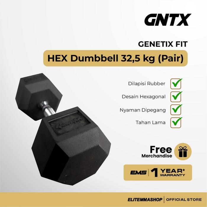 Gambar GENETIX FIT HEX Dumbbell 32.5KG (Pair) dengan Bahan Berkualitas Tinggi dari Karet Angkat Beban Dumbell Fitness, Hexagonal Dumbbell Set, Barbell Set, Dumbbel Gym, Alat Olahraga, Alat Fitness dari ELITE MMA SHOP Kota Administrasi Jakarta Barat Tokopedia