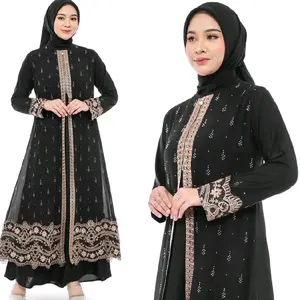Gamis Abaya Turkey Premium Hawa SS Terbaru  Tabur Mute Eksklusif Hitam Kombinasi Lembut Muslim Mewah Cantik Turki Wanita Dress Ceruty Syari Maxi Arab abaya busui Ceruti Remaja