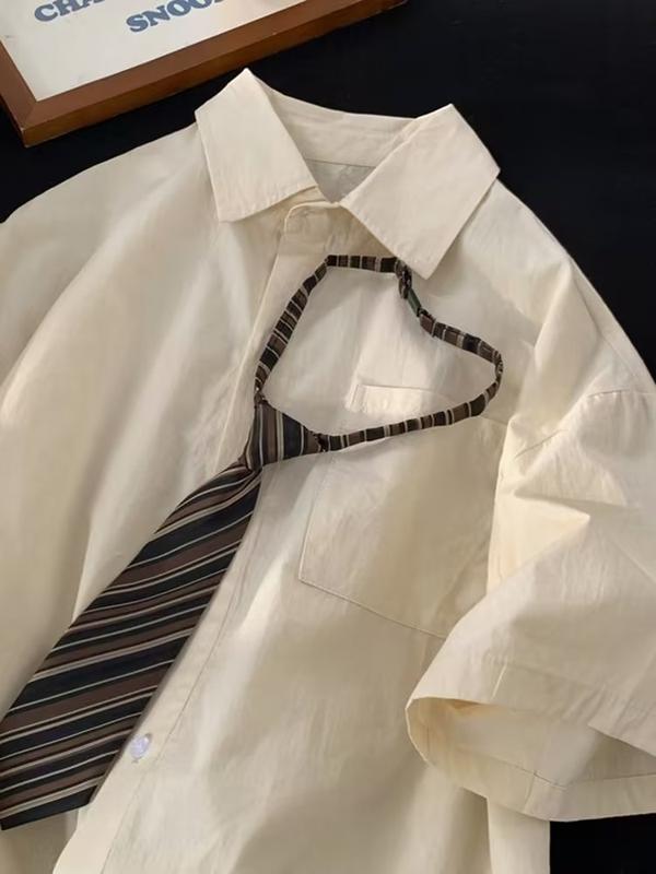 Product Introduction of delivery tie，Áo Sơ Mi Ngắn Tay Linh Hoạt Năng, Cà Vạt Chất Lượng Cao, Dkjk, Đại Học Nhật Bản, Phát Sóng Trực Tiếp, Cặp Đôi, Mặc, Mùa Xuân Menswear Nam Cổ Tròn Có Cổ 25