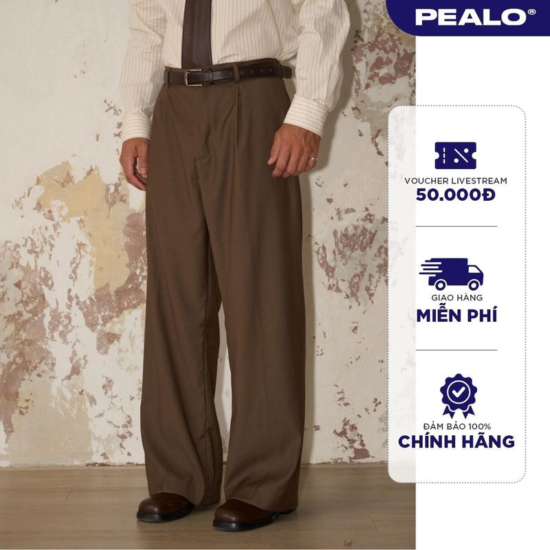  Quần âu nam wool cạp thường PEALO ss25 chất liệu cao cấp mềm mịn thoáng mát form xuông 