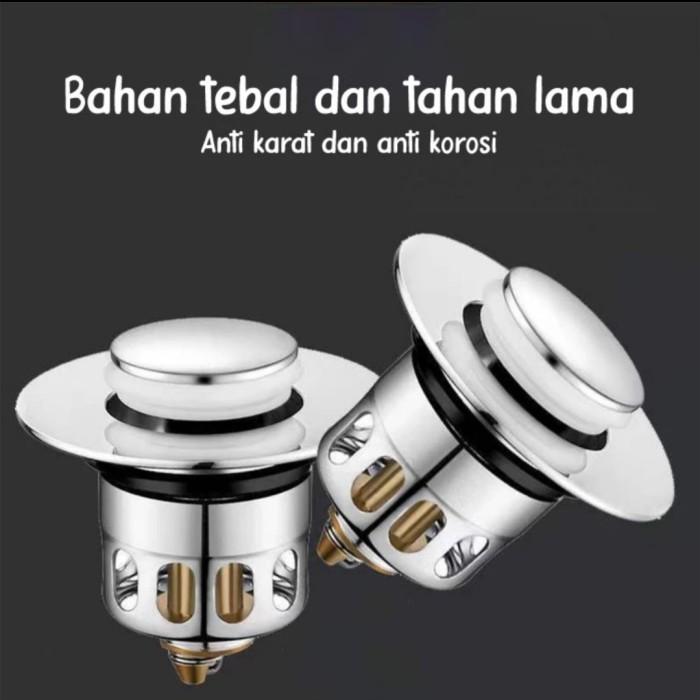 W✓6Q Tutup Lubang Washtafel Bak Cuci Tangan Piring Filter Sink Saringan S/S H✔J8 0