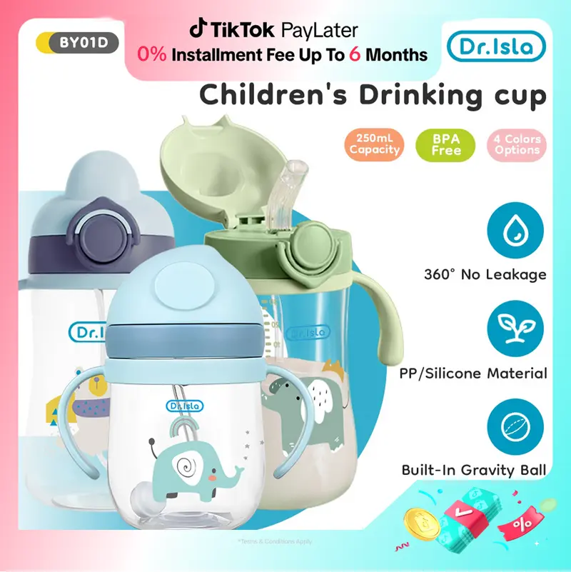 Cawan Bayi Anti Tumpah Untuk Pembelajaran 240ml 360 Degree No