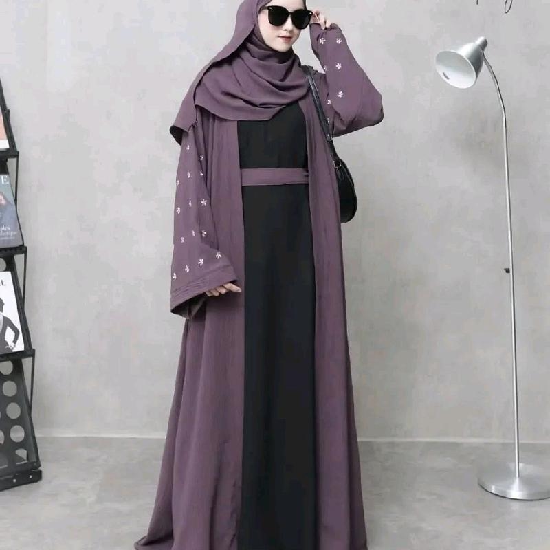 Gamis Jameela Abaya Bordir Hitam Mewah Crinkle Airflow - Dress, Wanita, Syari, Pesta, Dewasa, Remaja, Muslim semi-karet sophistication ceruty simpel Maxi suncreep zaenab pink swaroxy vina dres marun baju lebaran 2