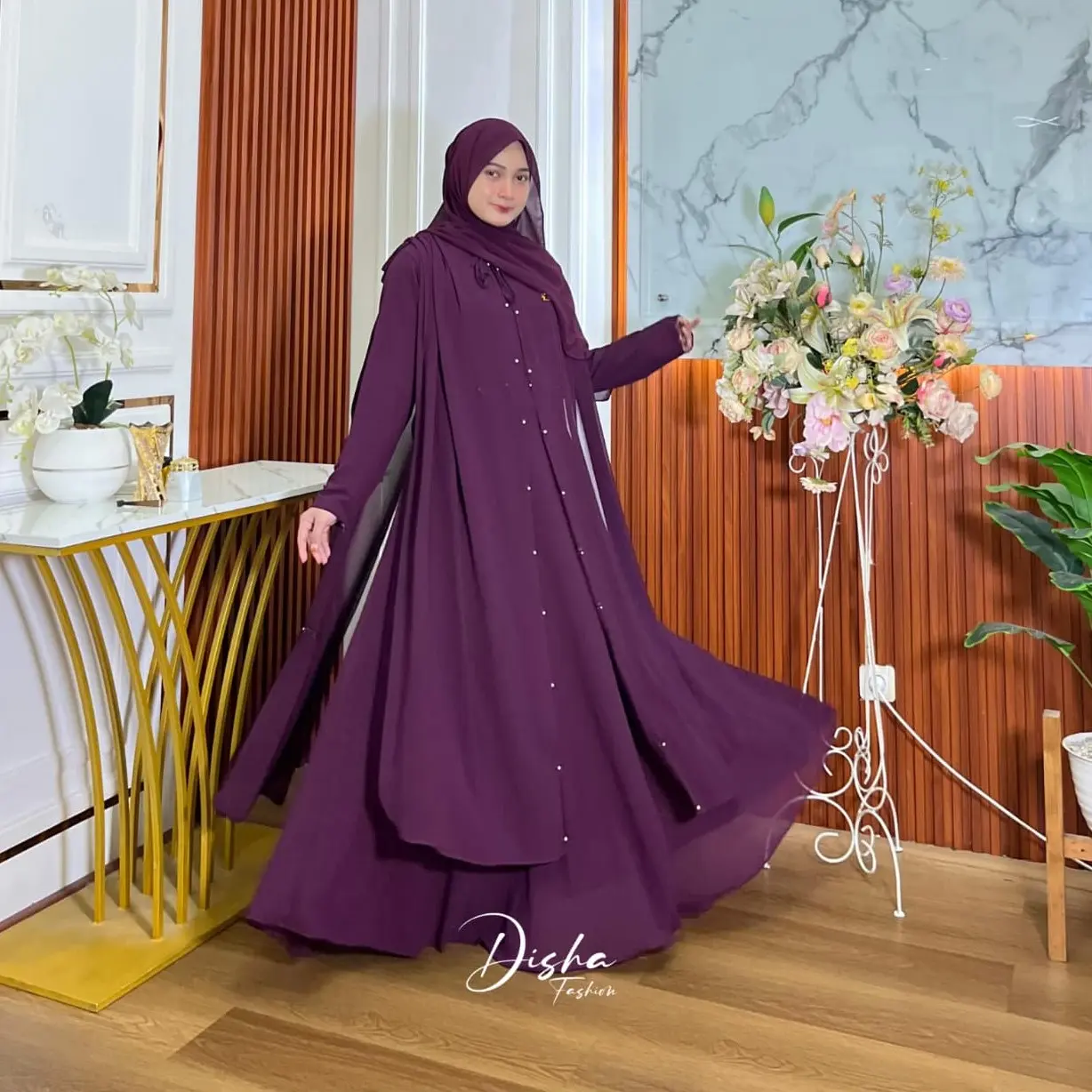 Anum Premium Series Shafira Set Abaya Matt.Ceruty Armany Cocok untuk Kondangan dan Syar'i - Muslim Gamis Lembut Mewah Outer Mutiara Premium