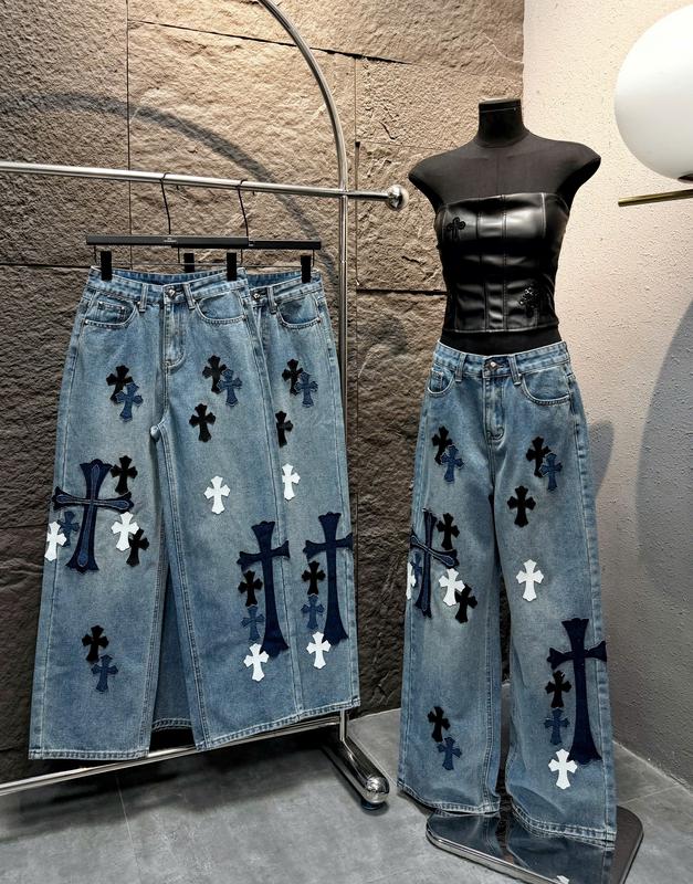 GIÁ MỞ BÁN KGi-GZ Quần Jean Suông Vừa QCCC Hoạ Tiết Chữ Thập Denim Dập Nổi- 8288