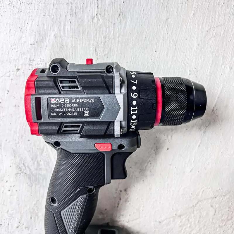 APR RAJA BOR CORDLESS BRUSHLESS TYPE AP12+ 10MM KEYLESS AUTO LOCK MESIN BOR BESI KAYU DRIVER SEKRUP DRILL 5