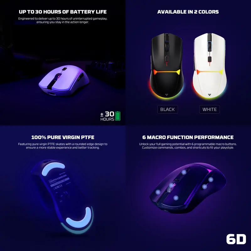 Fantech CRYPTO Gen II VX7v2 WG7v2 Mouse Gaming WIreless Dongle 2.4ghz PC Kabel Macro 5