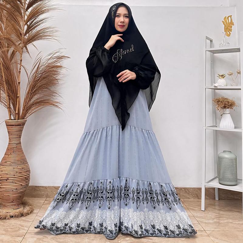 syafa  Set Syar'i (Gamis & Khimar) Cantik Ceruty Muslim Wanita Syari 1