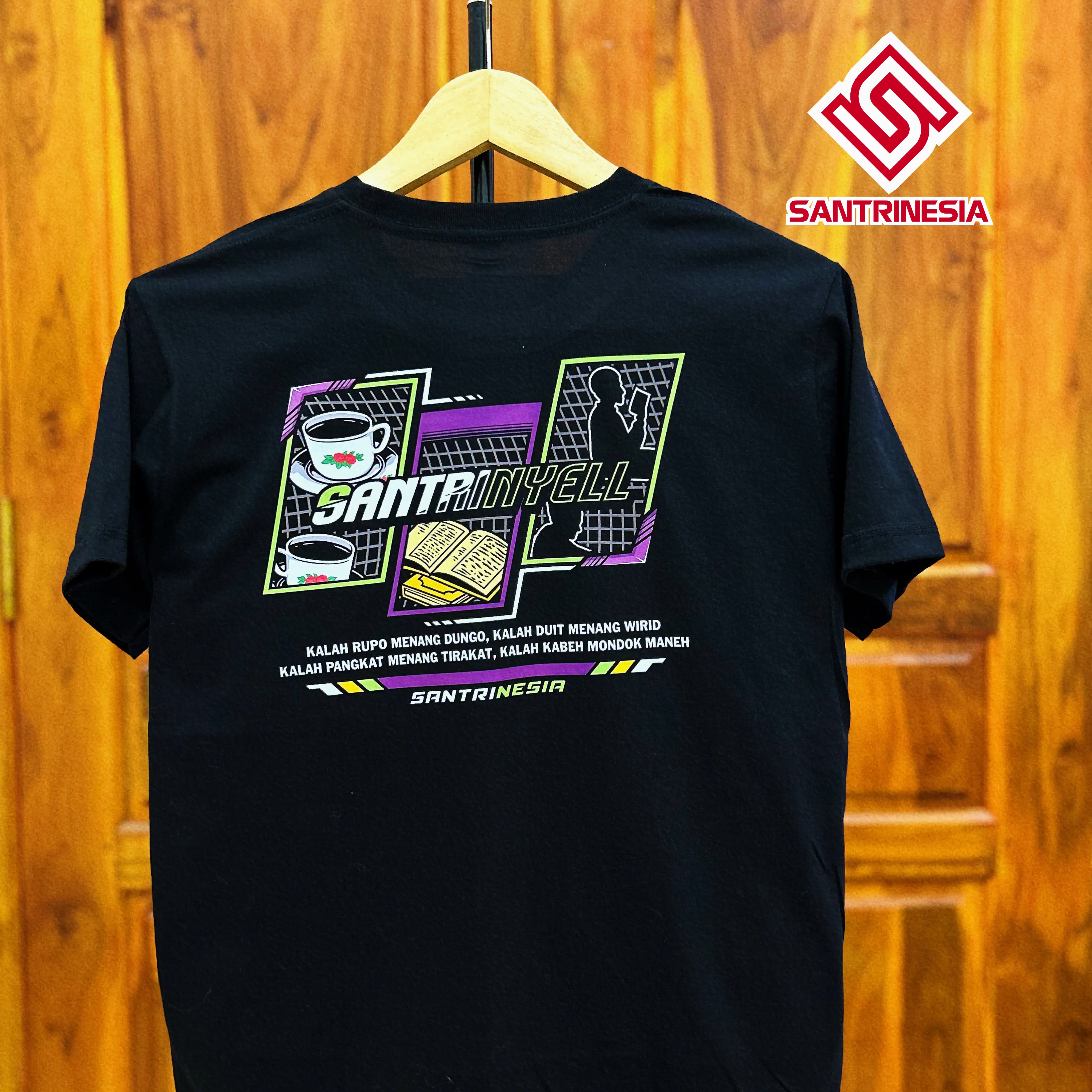 Kaos Santri Nyantri Santrinesia Ngaji Ngopi Culture Baju Pondok - Cotton Combed Premium 30s grade A