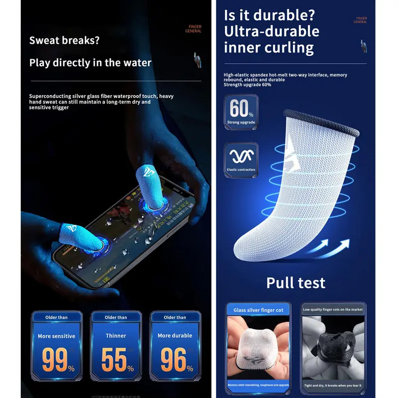 Nắp Đầu Ngón Tay Chơi Game Di Động Nắp Đầu Ngón Tay Chống Trượt, Găng Tay Màn Hình Cảm Ứng Ngón Tay, Hàng Có Sẵn Phụ Kiện Trò Chơi 2