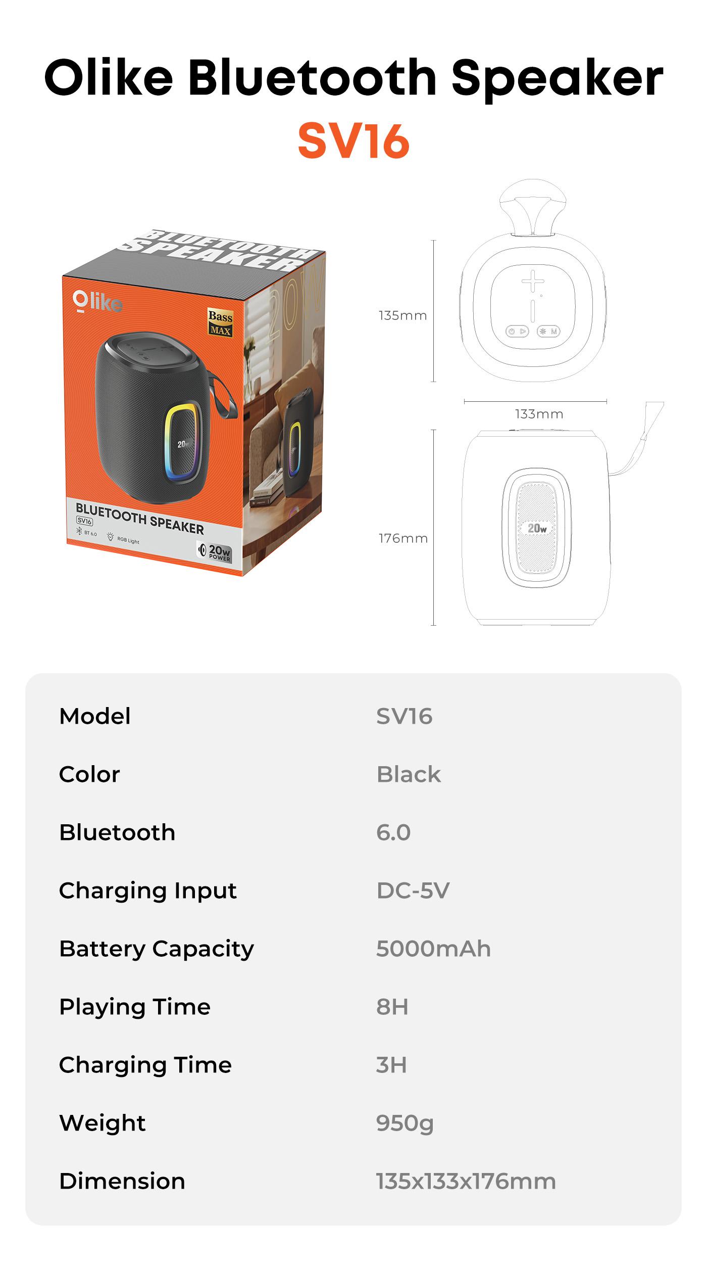 [NEW PRODUCT] Olike Speaker Bluetooth SV16 20W Dual Bass Subwoofer Bluetooth 6.0 Speaker Audio Portable With RGB Light