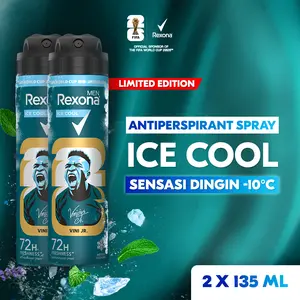 REXONA MEN LIMITED EDITION FIFA ANTIPERSPIRANT AEROSOL DEODORANT SPRAY ICE COOL 135ML Twinpack [FLASH SALE]
