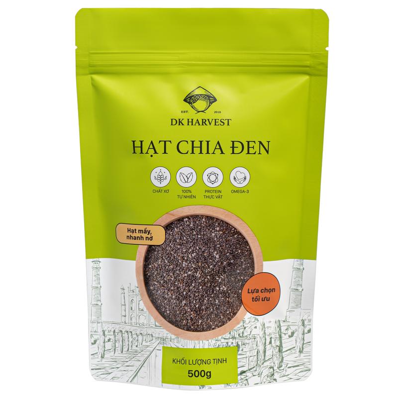 Hạt chia chính hãng 100% DK HARVEST, Túi 100g/200g/500g, hạt chia đen độ tinh…