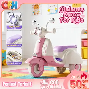 Cuna Feliz Home Skuter Seimbang Anak Warna Merah Muda, Mudah Dibawa, Lampu & Musik dengan Daya Baterai Tahan Lama, Roda Stabil, Mainan Mobil Anak