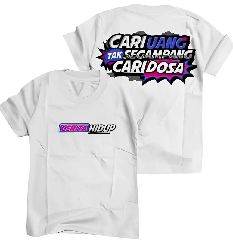 kaos atasan dewasa PRIA/WANITA T-SHIRT variasi kaos oblong distro motif kata kata CERITA HIDUP 3