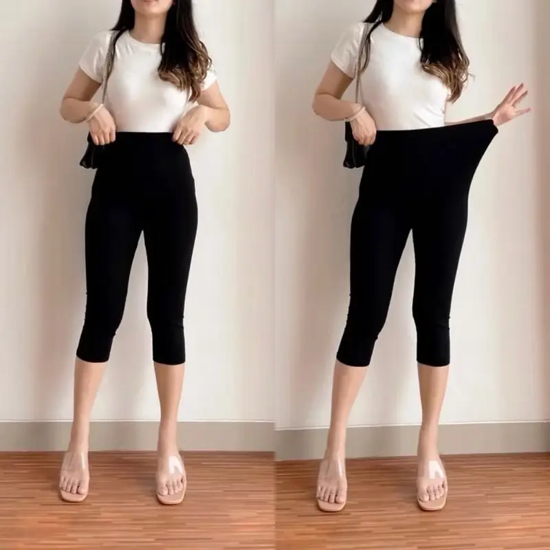 Legging Pendek Tebal Wanita 3/4 Bahan Spandek Std & Jumbo