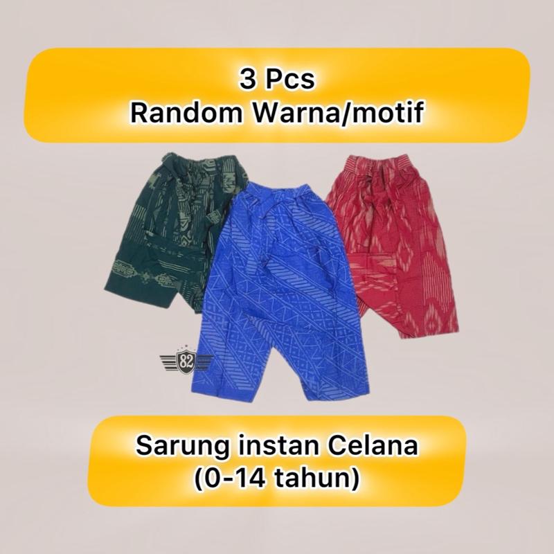 CUCI GUDANG 3 PCS Sarung Instan Celana Anak Pinggang Karet - Setelan Baju Koko (0-14 Tahun) Model Celana Panjang Motif Batik Praktis Untuk Ibadah Muslim Nyaman 4