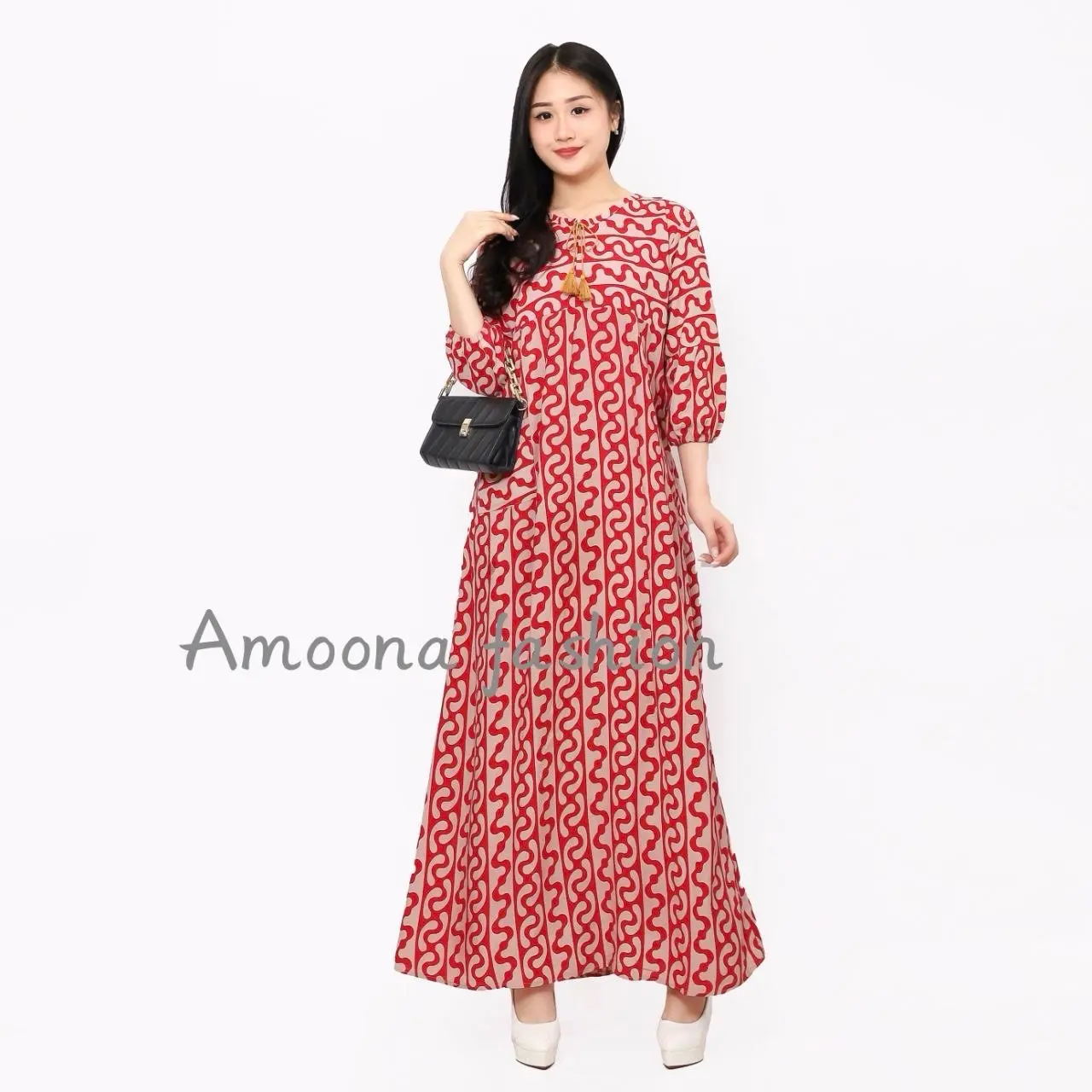 AMOONA - Dress valeria Bahan Rayon Premium \ Gamis valeria Kekinian \ Dress Jumbo Oversize Midi